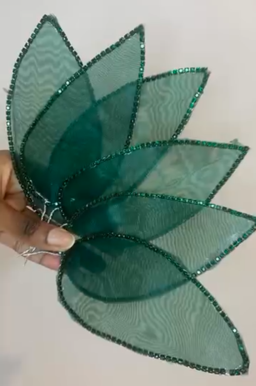 Premium Bead-Edged Organza Petal Appliqué - Image 3
