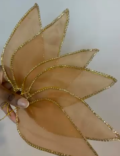 Premium Bead-Edged Organza Petal Appliqué