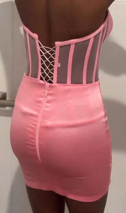 Sculpted Elegance Mesh Corset Mini Dress - Image 2