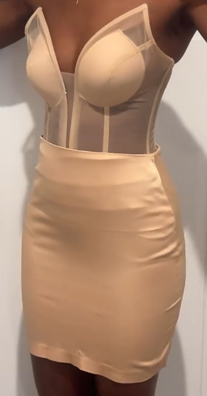 Sculpted Elegance Mesh Corset Mini Dress - Image 6