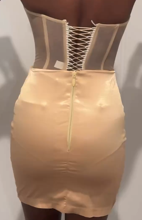 Sculpted Elegance Mesh Corset Mini Dress - Image 7